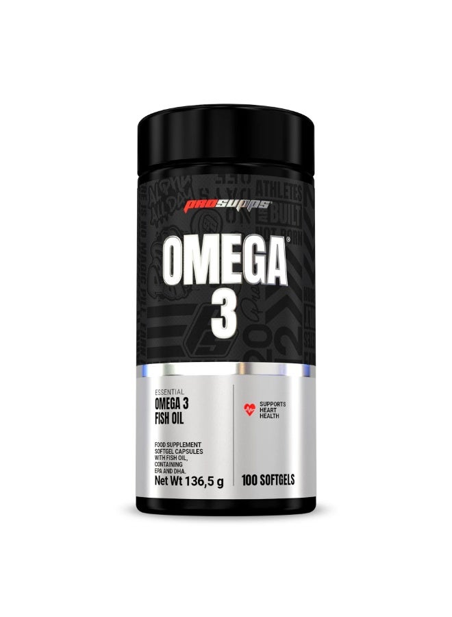ProSupps Omega 3 – 1000mg High-Purity Fish Oil – 300mg EPA/DHA – Recovery & Cardiovascular Health Supplement- 100 softgel